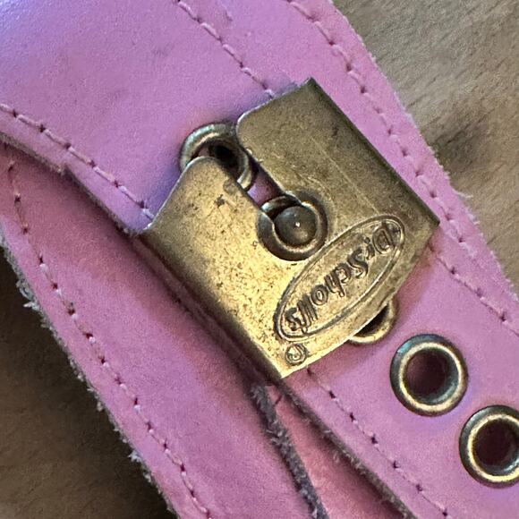 Dr. Scholls Original 10? Exercise Sandals Clogs Vintage Pink Leather Wooden Sole - Picture 13 of 15